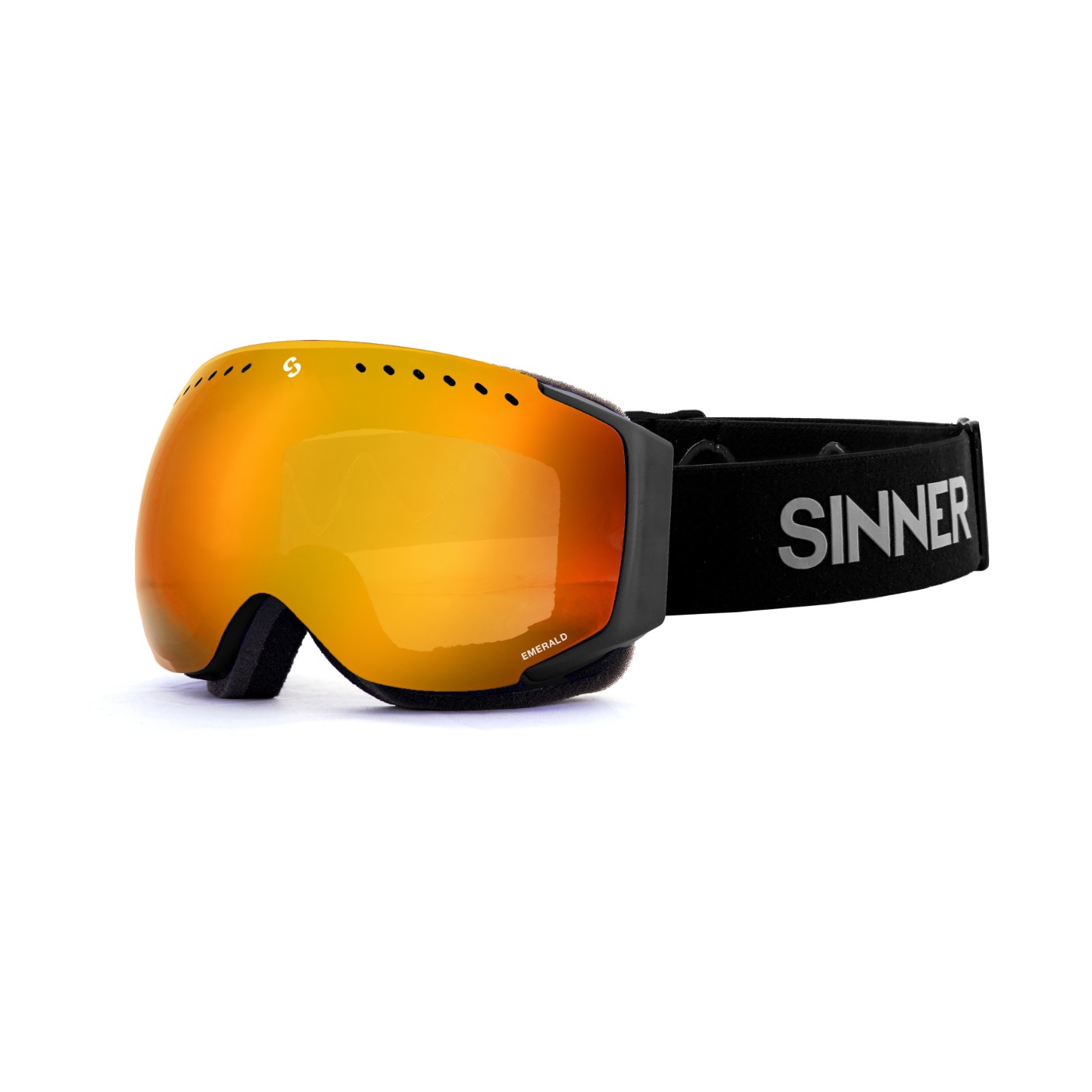 Sinner Emerald Skibrille – Matt Schwarz – Orange Spiegellinse
